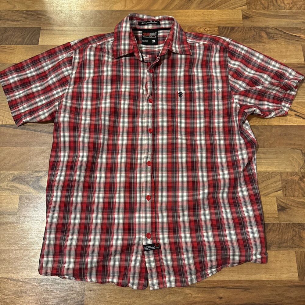 Vintage South Pole Y2K Red/White Skater Grunge Plaid Button Up XL